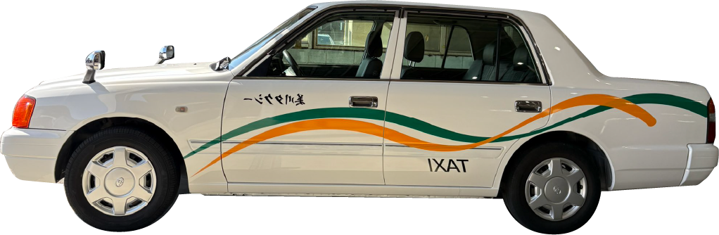 美川タクシーの通常車両。一般的な乗用タクシー